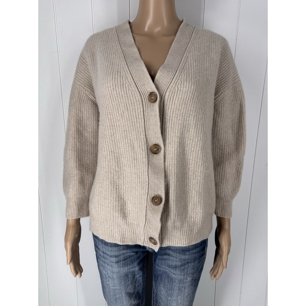 Jenni Kayne Ribbed Cashmere Cardigan Sweater Size M